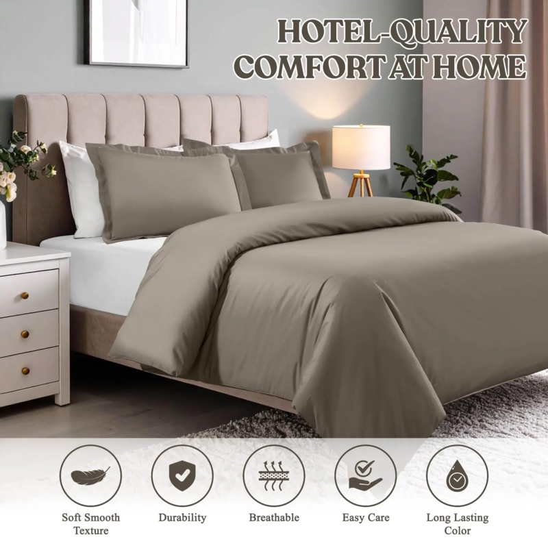 Duvet Cover Set Charcoal Grey 600 Thread Count Cotton Blend