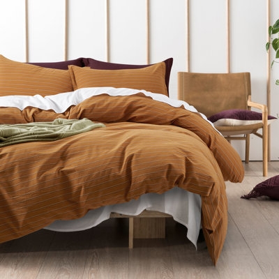 Duvet Cover Set Charcoal Grey Percale on Spindle Bed Frame