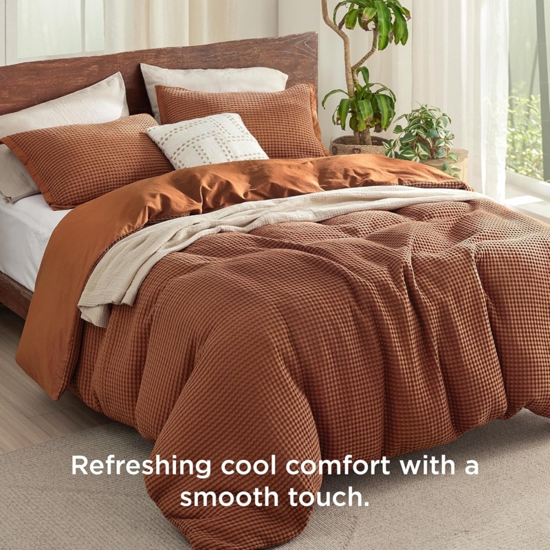 Duvet Cover Set: Charcoal Grey Waffle Weave Modern Minimalist