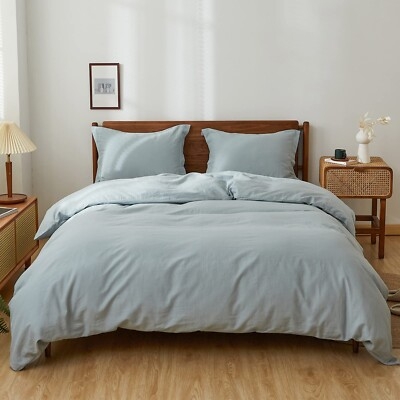 Duvet Cover Set, Charcoal Linen-Like Woven Texture, Cozy Bedding Styling.