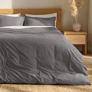 Duvet Cover Set: Crisp Percale Bedding Set with Knife Edge Finish