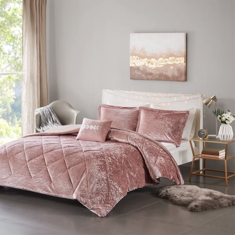 Duvet Cover Set Crushed Velvet Blush | Quilted Diamond Duvet Cover