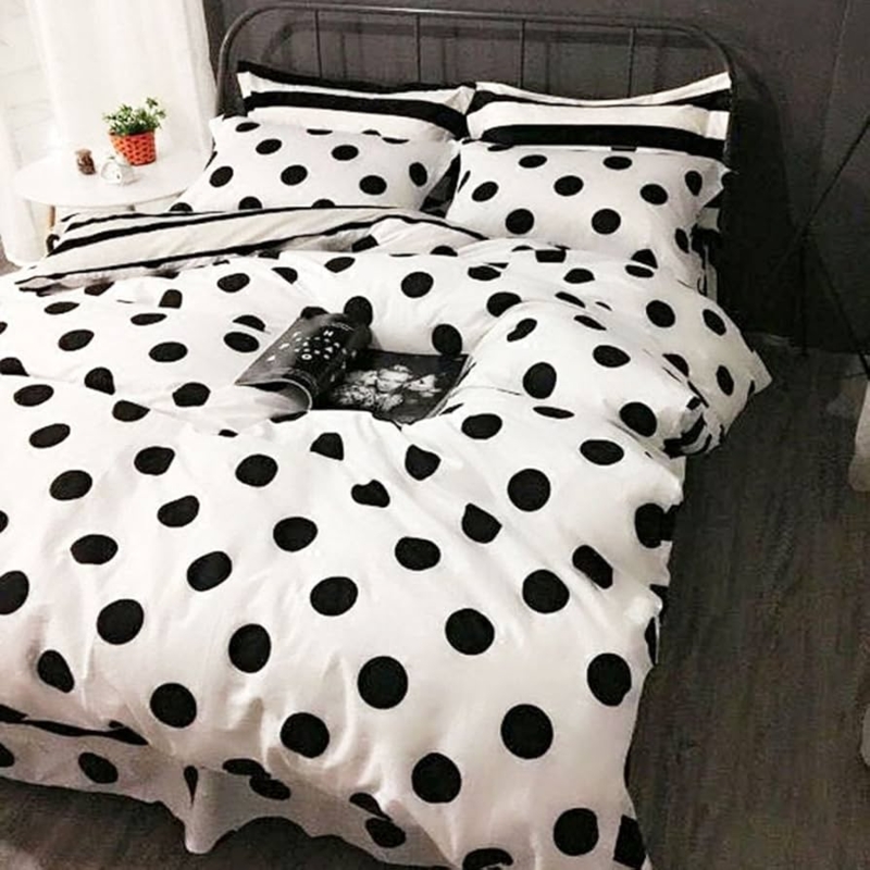 Duvet Cover Set Dual Scale Pattern Reversible Polka Dot Geometric Bedding
