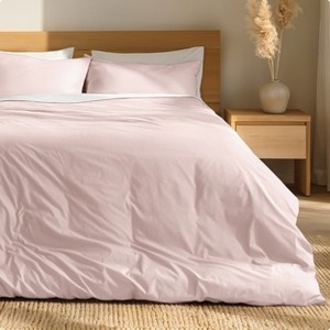 Duvet Cover Set: Dusty Pink Matte Percale Finish Scandi Decor