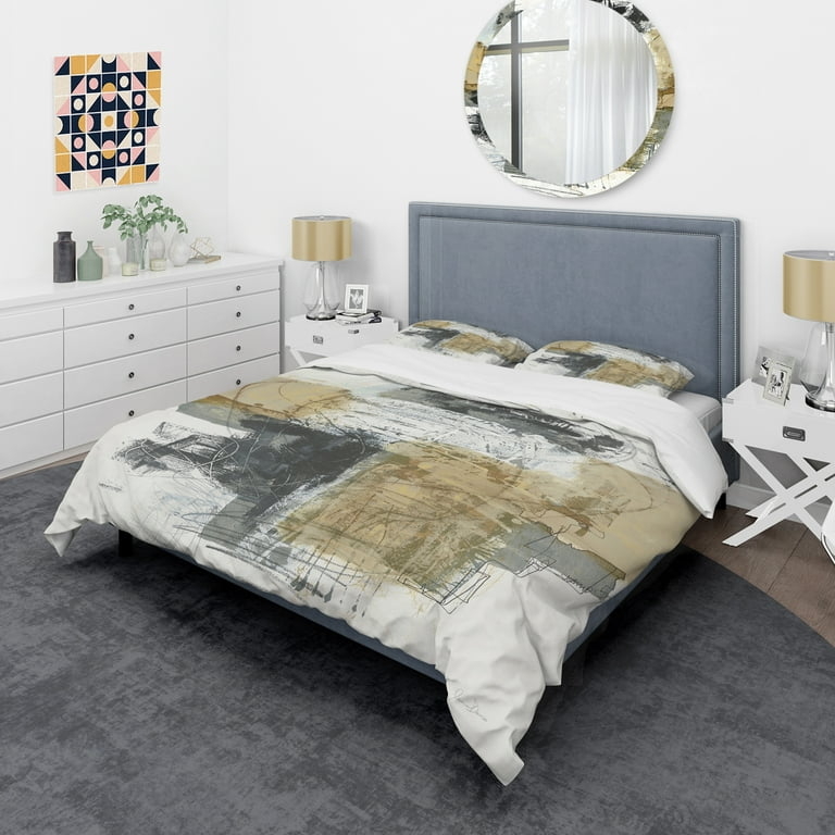 Duvet Cover Set Featuring Metallic Gold Abstract Marble Pattern