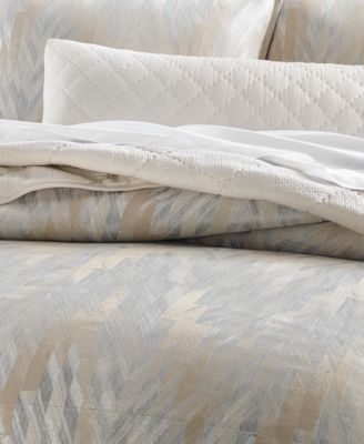 Duvet Cover Set Gold Raised Chevron Texture Woven Fabric