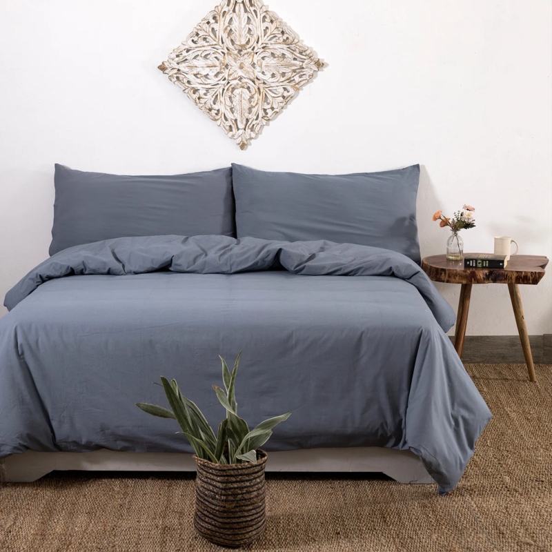 Duvet Cover Set, Grey Cotton-Like Matte, Simple Bedroom Decor.