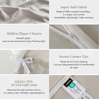 Duvet Cover Set Grey Washed Microfiber Texture Casual Modern