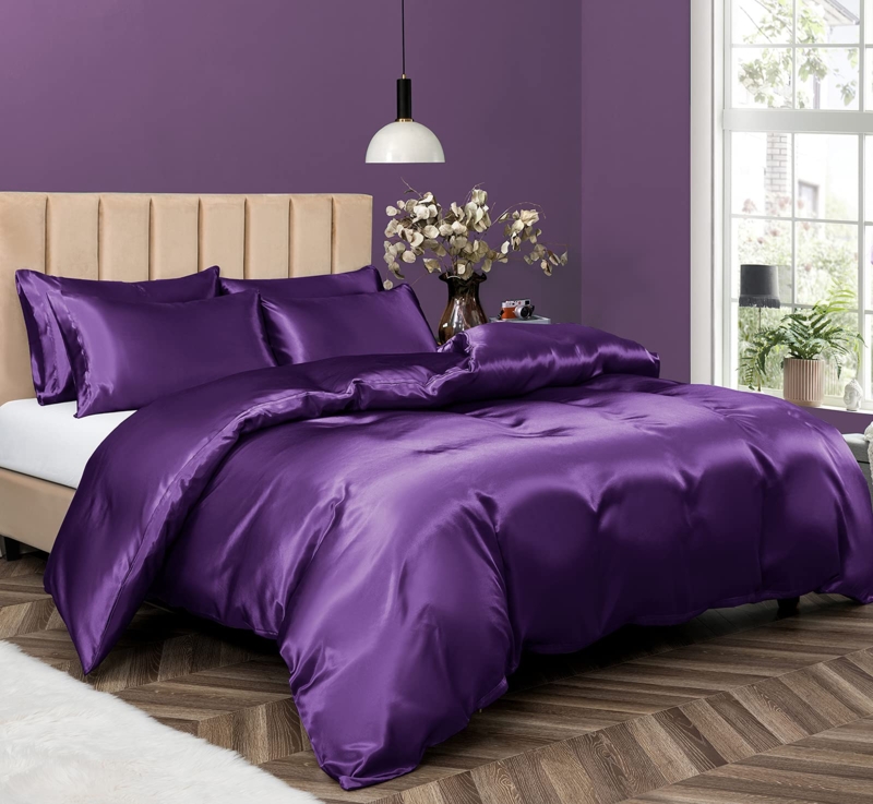 Duvet Cover Set High Sheen Finish Silky Fabric Glam Luxurious Regal