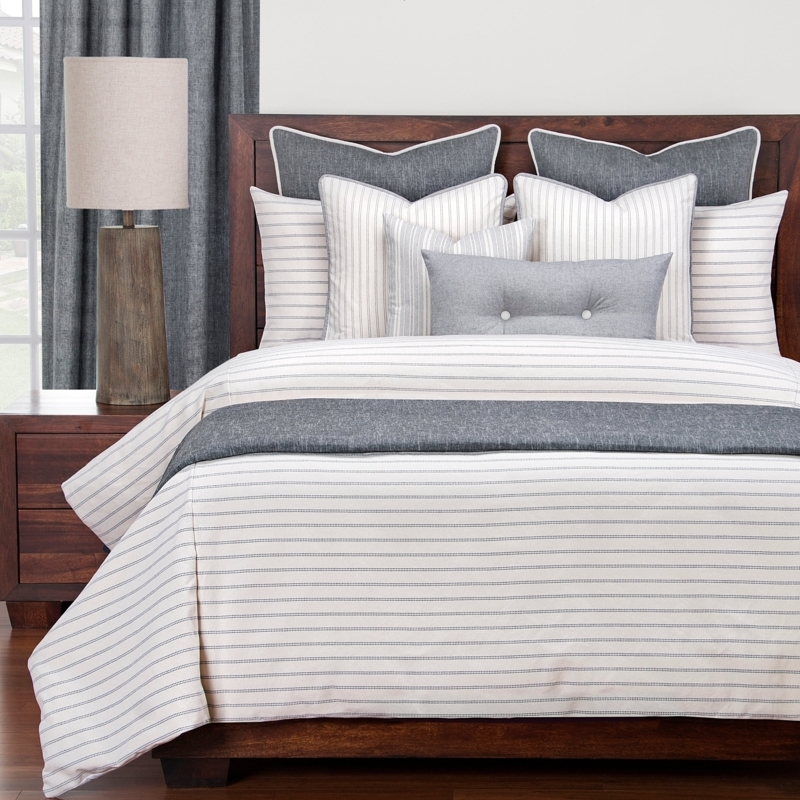 Duvet Cover Set in Red Ticked Stripe with Matching Shams
