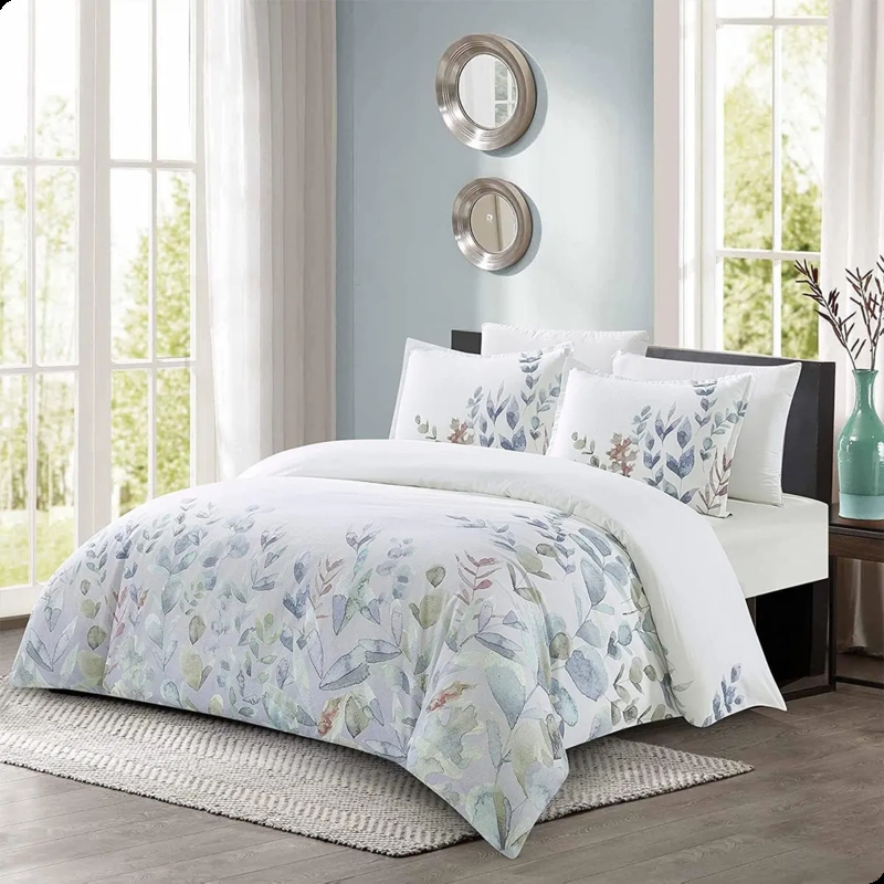 Duvet Cover Set: Large Scale Botanical Floral Print, Vintage Inspired.