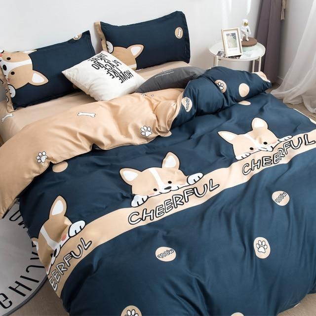 Duvet Cover Set, Matte Linen Look, Scandinavian Style, Pastel Blue Hue