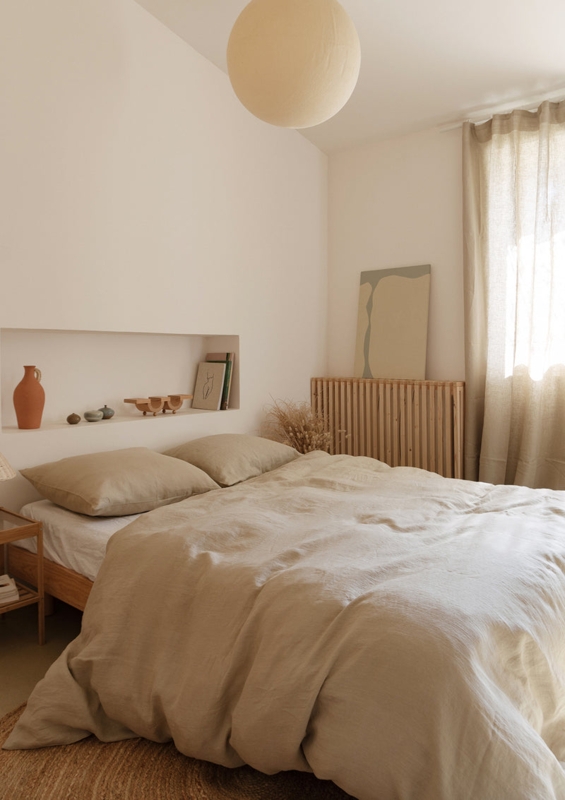 Duvet Cover Set Natural Flax Linen Like Rumpled Texture Minimalist