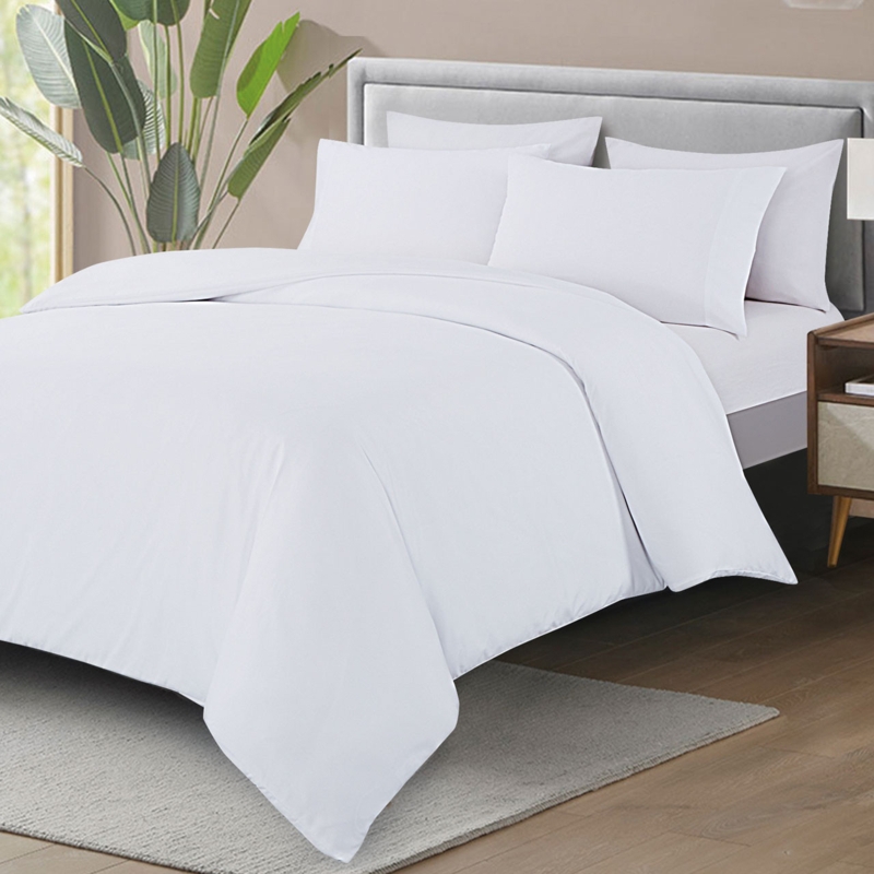 Duvet Cover Set, Navy Matte Fabric, Classic Bedroom With Blue Duvet.