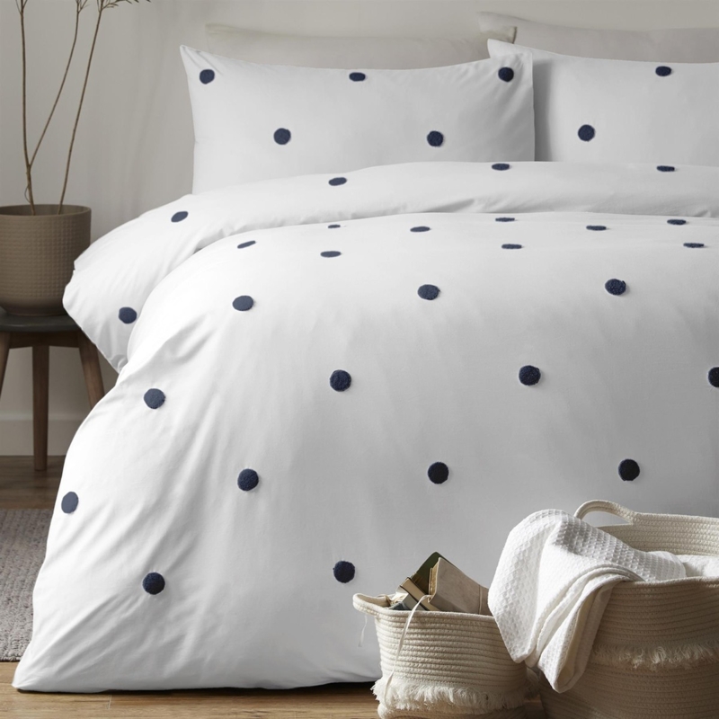 Duvet Cover Set Ochre Accents Scattered Dot Pattern Modern Bedding