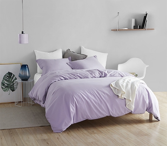 Duvet Cover Set Orchid Petal Purple Solid Color Microfiber Appearance