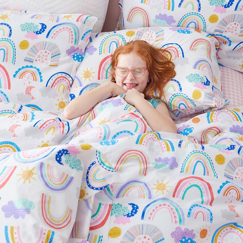Duvet Cover Set Organic Cotton Percale Rainbow Kids Bedding