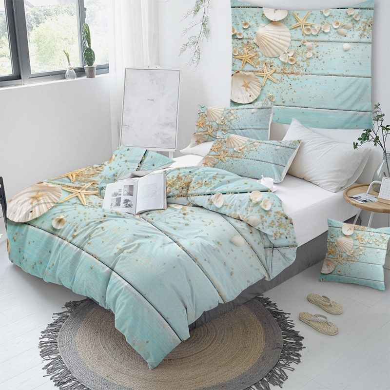 Duvet Cover Set: Photographic Ocean Print, Turquoise Beach Theme