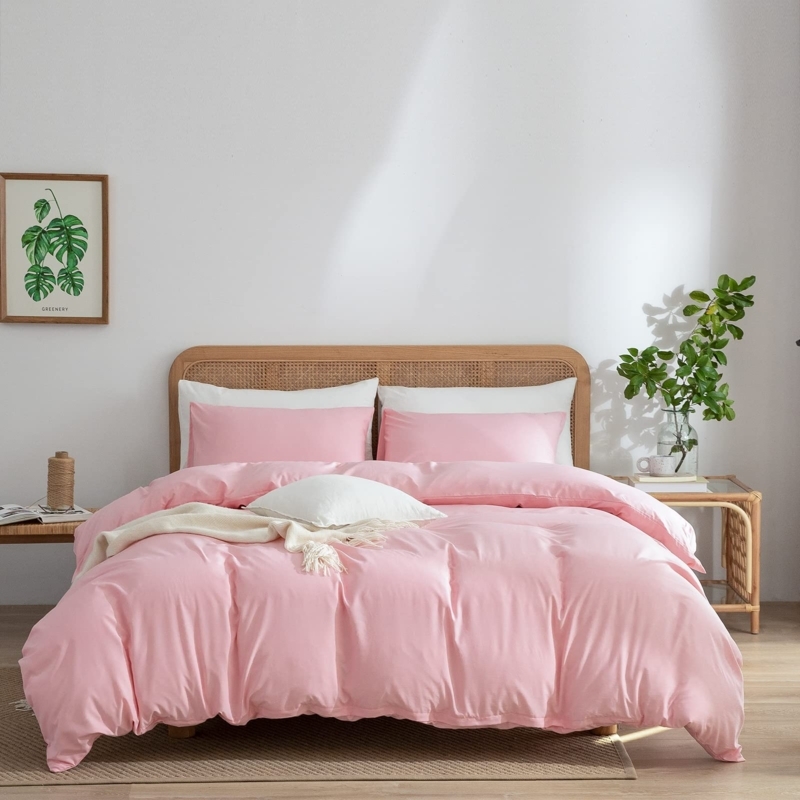 Duvet Cover Set: Relaxed Dusty Rose Washed Microfiber Bedding