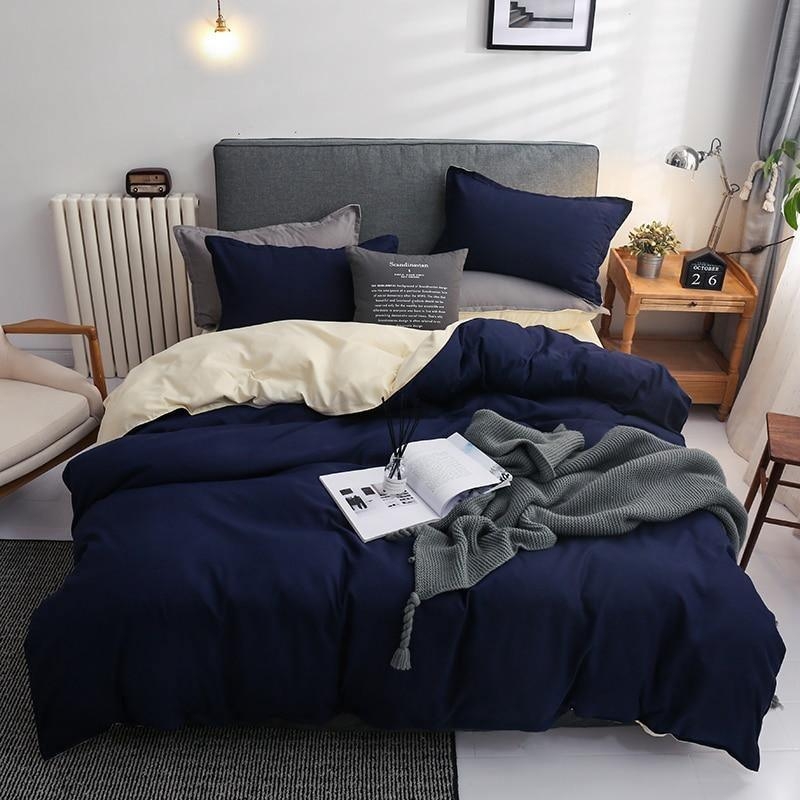 Duvet Cover Set, Reversible Pink And Gray, Scandinavian Bedding Styling.