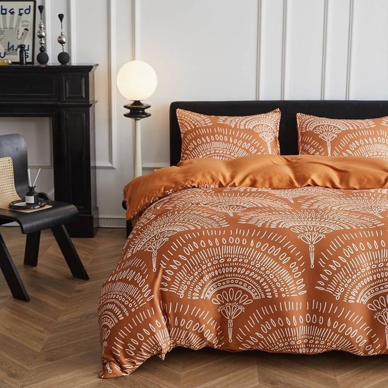 Duvet Cover Set: Rust Modern Southwest Boho Tribal Geometric Pattern