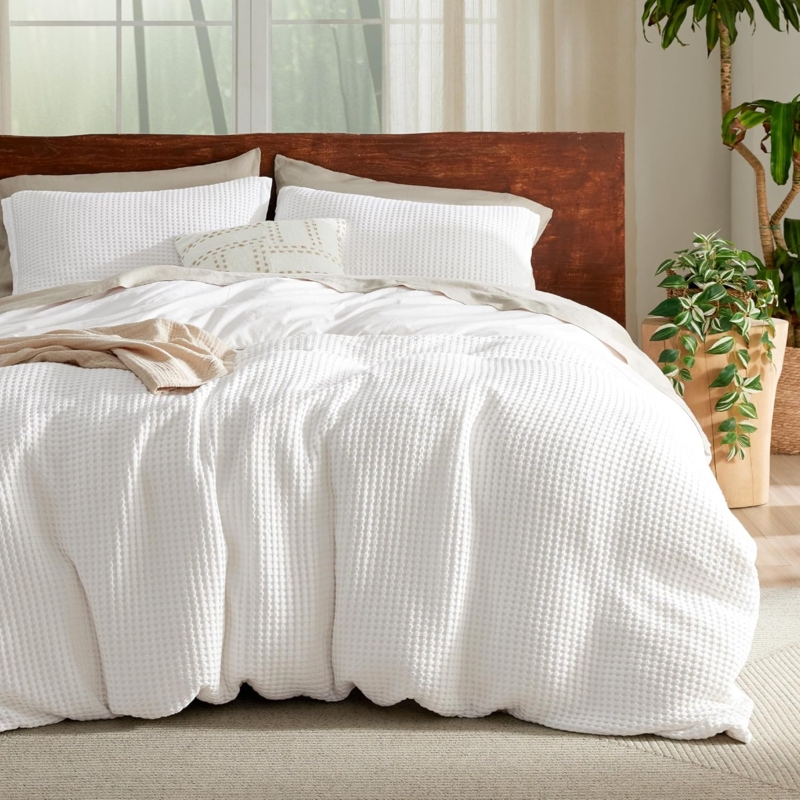 Duvet Cover Set: Slate Grey Waffle Weave Scandi Style