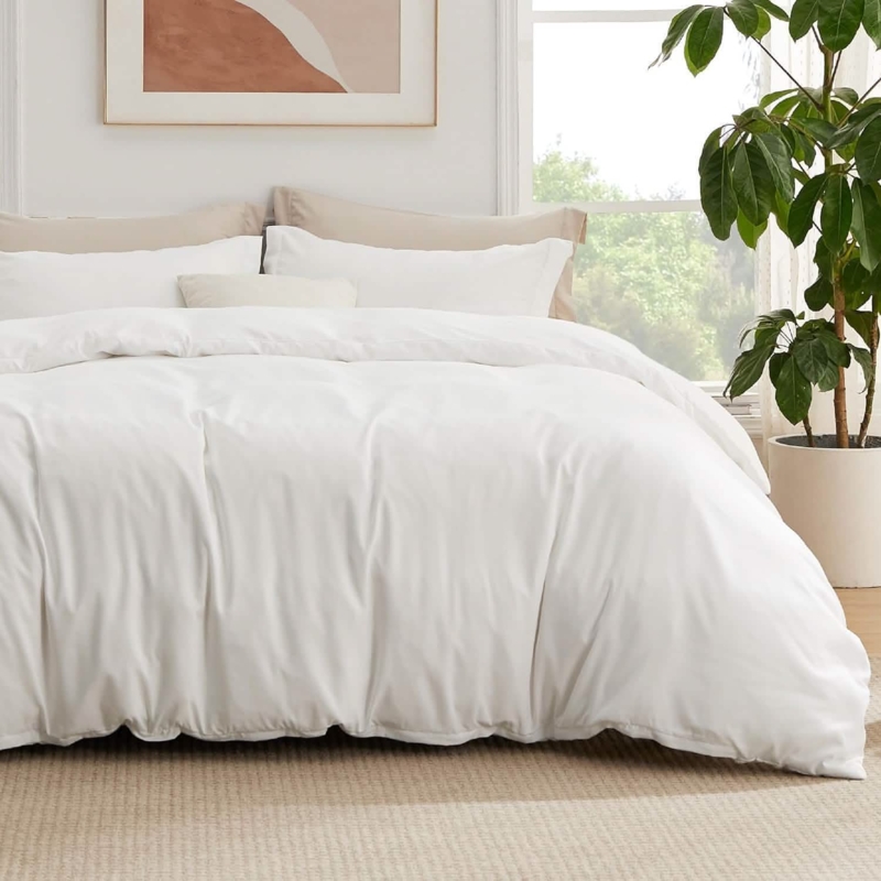 Duvet Cover Set, Smooth Matte Finish, Crisp White, Clean Bedroom Idea