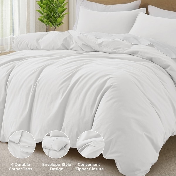 Duvet Cover Set Solid Charcoal Matte Finish Cotton, Cozy Scandi Style