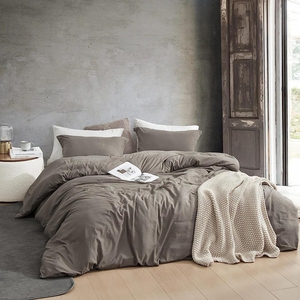 Duvet Cover Set Textured White Puckered Grid Scandinavian Style