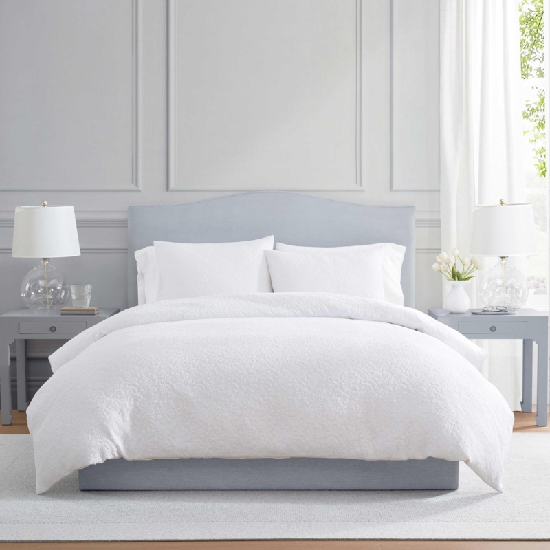 Duvet Cover Set Tonal Trellis Texture Geometric Pattern