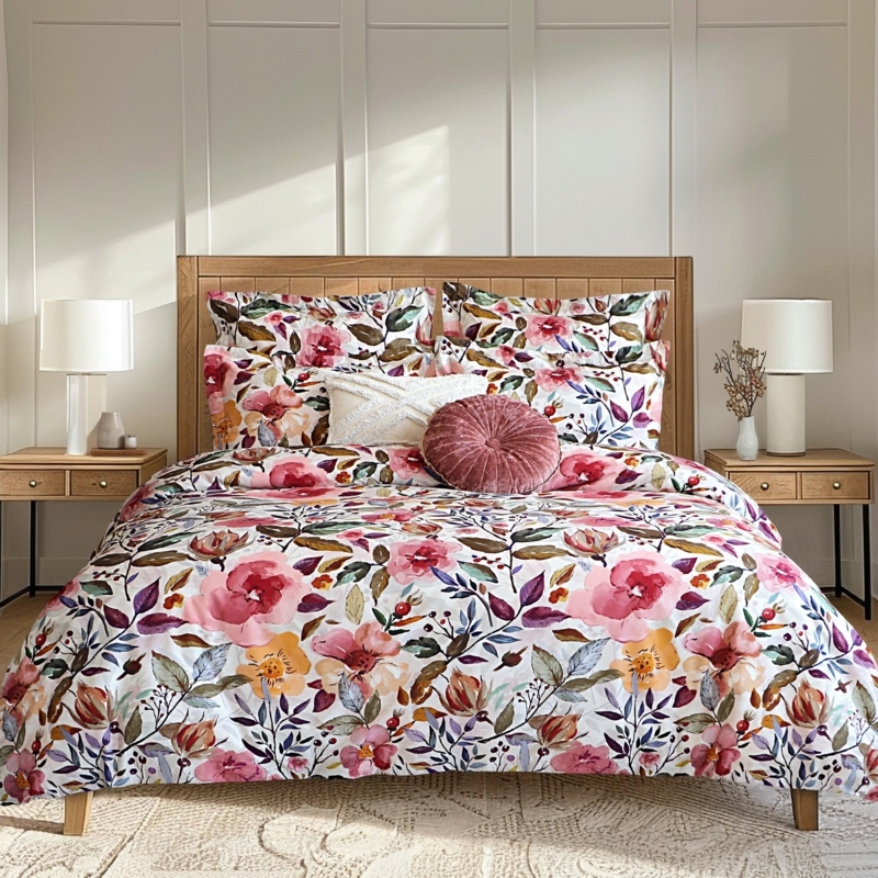 Duvet Cover Set Traditional Blue Grey Large Scale Medallion Print