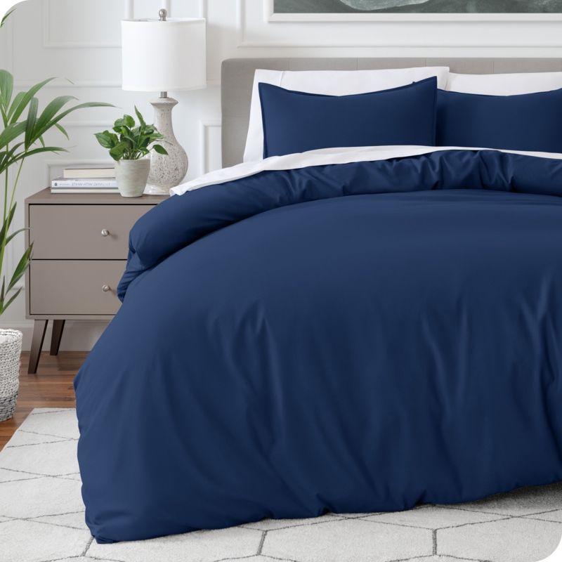 Duvet Cover Set, Ultra Soft Navy Blue Microfiber, Matte Finish, Bedding Set Ideas