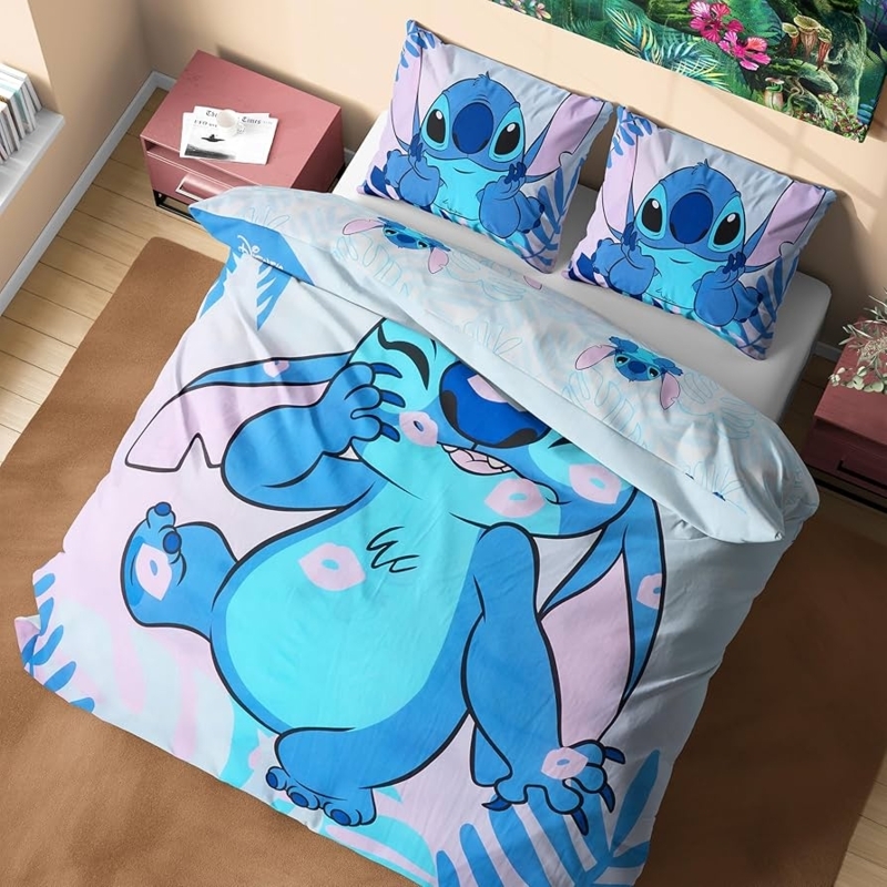 Duvet Cover Set Vibrant Blue Oversized Character Graphic Playful Bedding