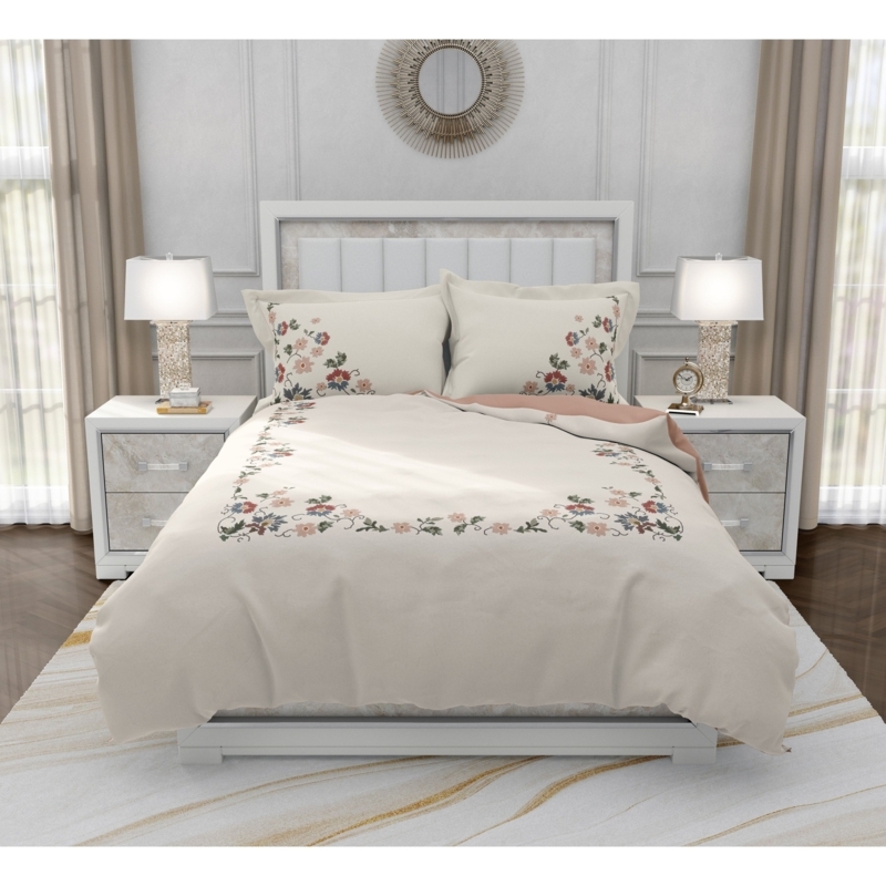 Duvet Cover Set Vibrant Botanical Print Modern Farmhouse Style