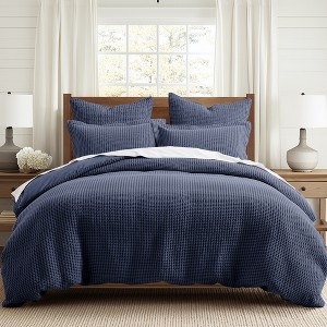 Duvet Cover Set Waffle Weave Texture Woven Coastal Style