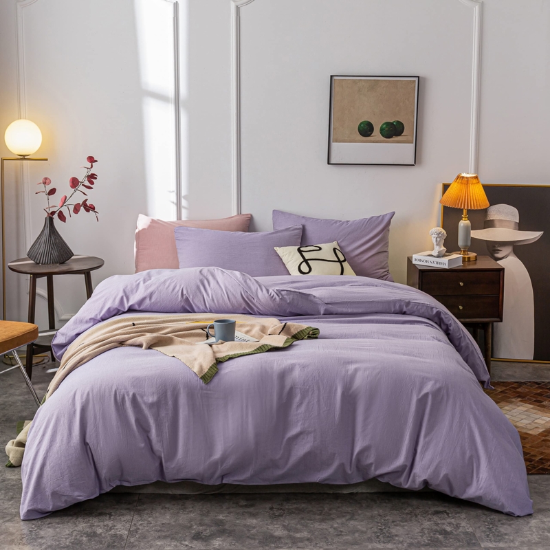 Duvet Cover Set Washed Cotton Look Crinkled Texture Soft Wash Cottagecore