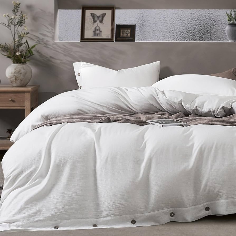Duvet Cover Set Washed Cotton Wrinkled Texture Scandinavian Cozy