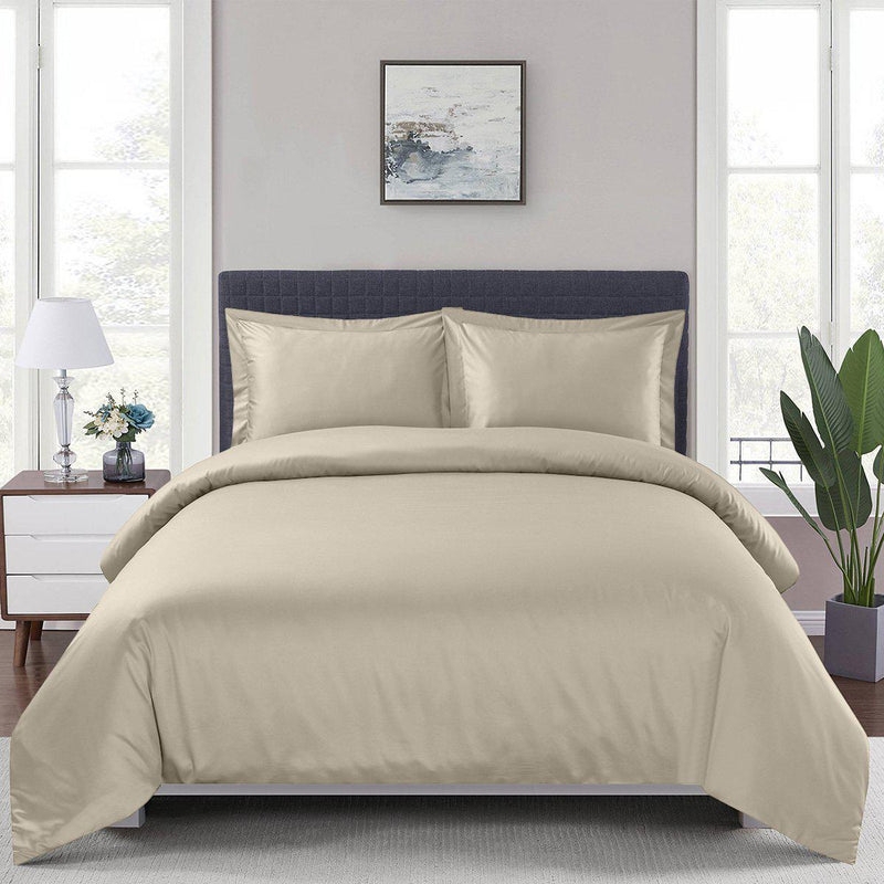 Duvet Cover Set: White and Gray Bed Layers with Flanged Edges