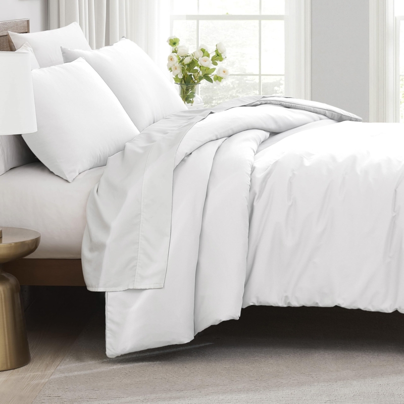 Duvet Cover Set White Ruched | Modern Farmhouse Master Bedroom Ideas