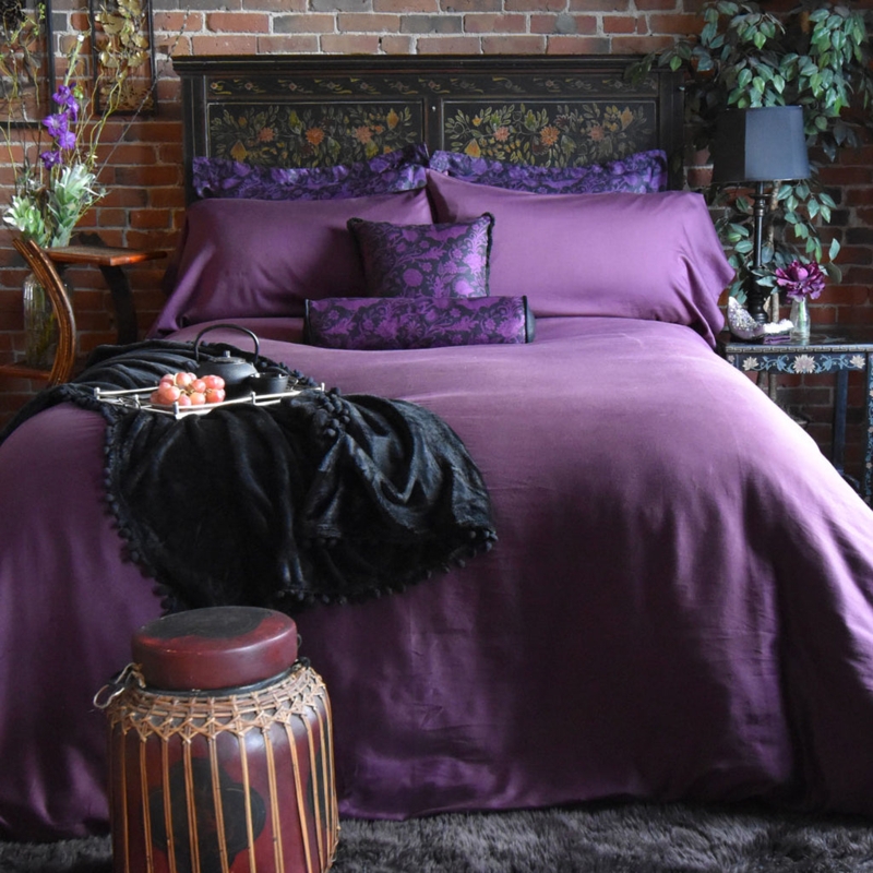 Duvet Cover Vibrant Purple Solid Modern Glam Bold Dramatic