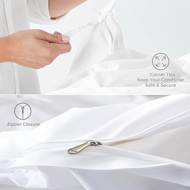 Duvet Cover White Pinch Pleat Texture Modern Farmhouse Style