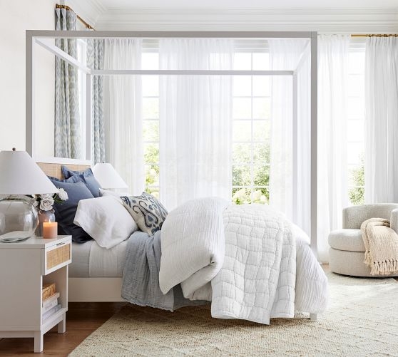 Duvet Cover with Puckered Fabric Texture, White Textured Bedding Set