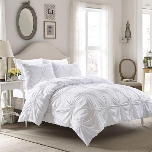 Duvet Set White Tufted Medallion | Boho Chic Textured Duvet Cover
