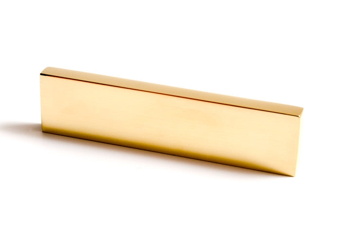 Edge Pull Polished Brass Slim Profile for Modern Wood Cabinetry