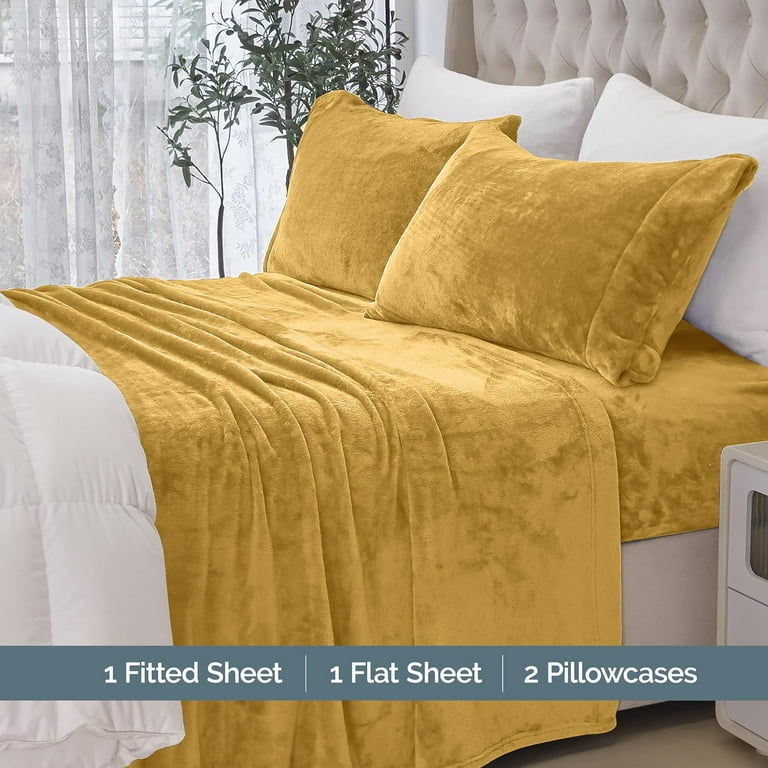 Elegant Comfort Velvet Flannel Fleece Sheet Set - Queen -