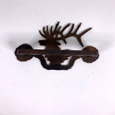 Elk Silhouette Cabinet Handle Textured Metal Antique Bronze Rustic Lodge