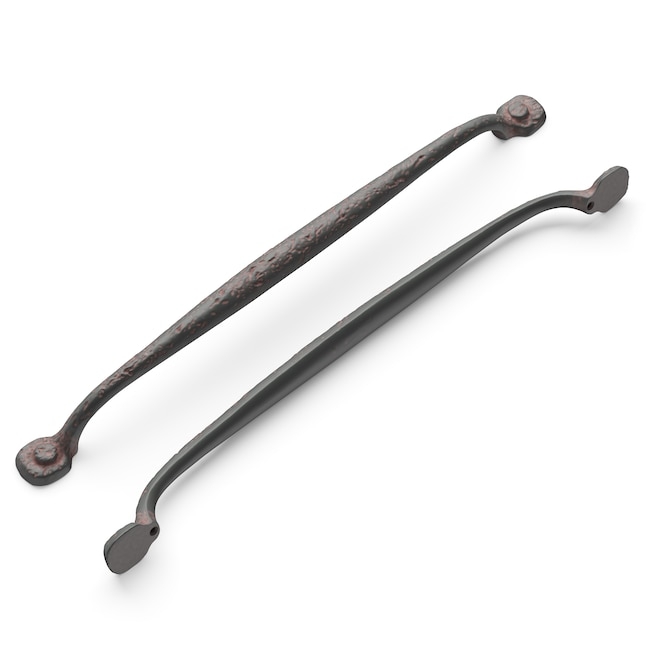 Elongated Cabinet Pull Textured Iron Finish Arch Profile Matte Black