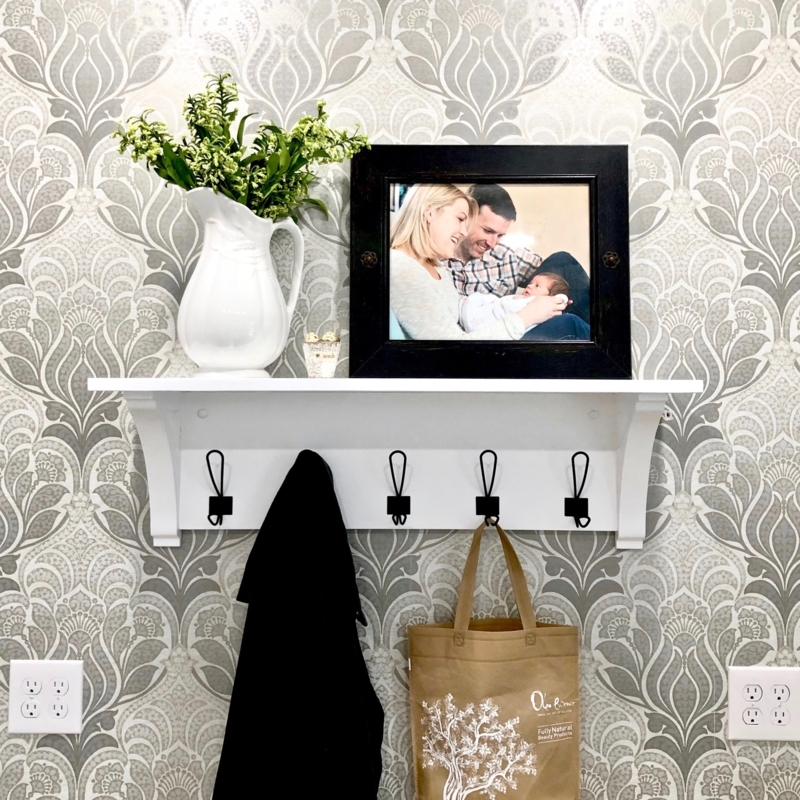 Entryway Farmhouse Shelf with Hooks | The Shelf Shop