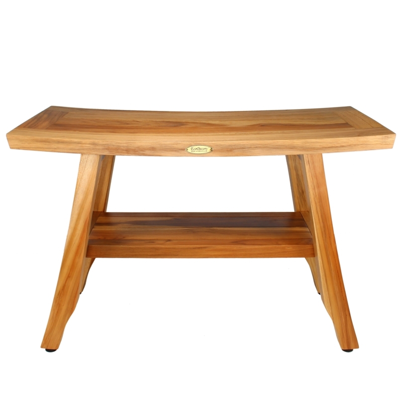 Extended Length Shower Bench with Curved Seat and Splayed Legs