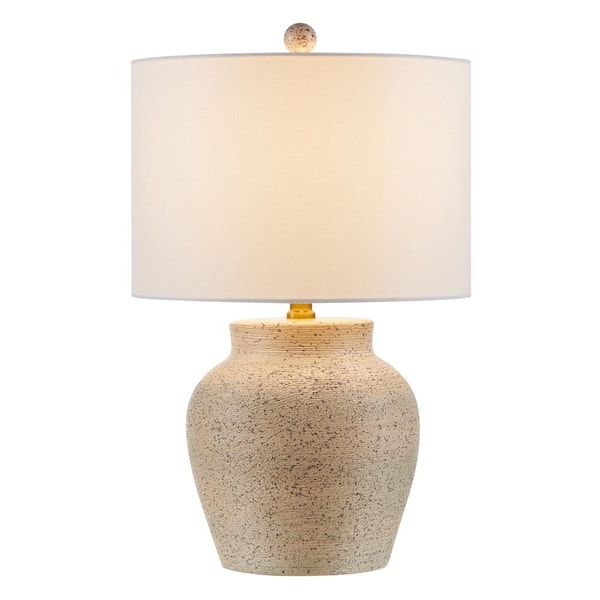 Farmhouse Console Table Lamp with Distressed Tiered Base.